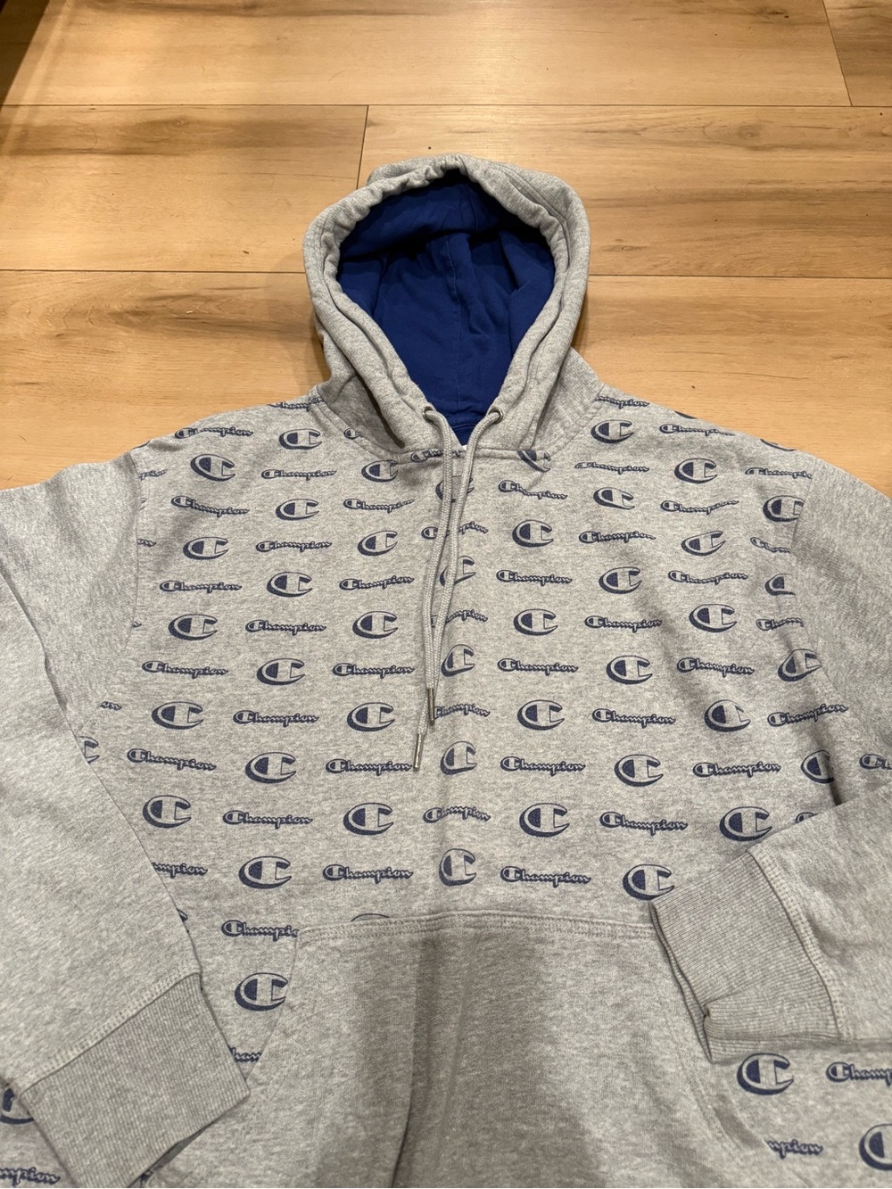 Champion Gray All-Over Logo Pullover Hoodie